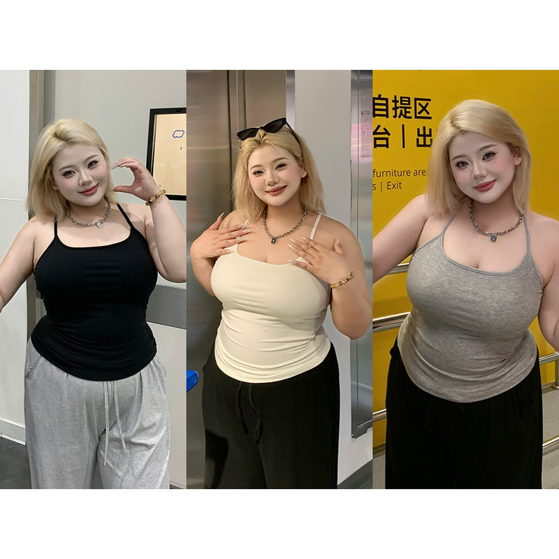 Global Flower [Lyocell Camisole] Plus Size Base Camisole Can Be Worn Outside Solid Color Slimming Beauty Back Top for Women