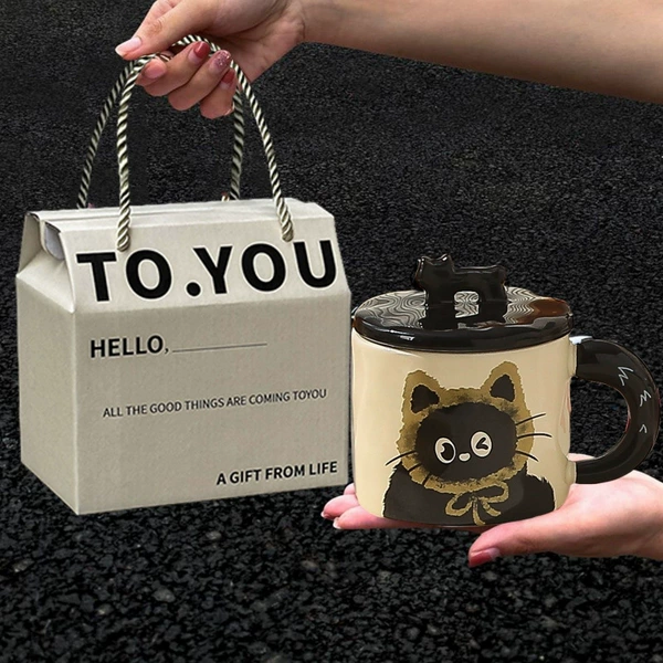 Yellow hat cat + English suitcase