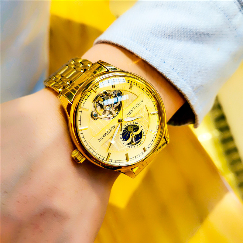 Transmisión en vivo con productos de alta gama para hombres guapo de moda impermeable Tourbillon Reloj mecánico automático para hombres impermeable luminoso 1922