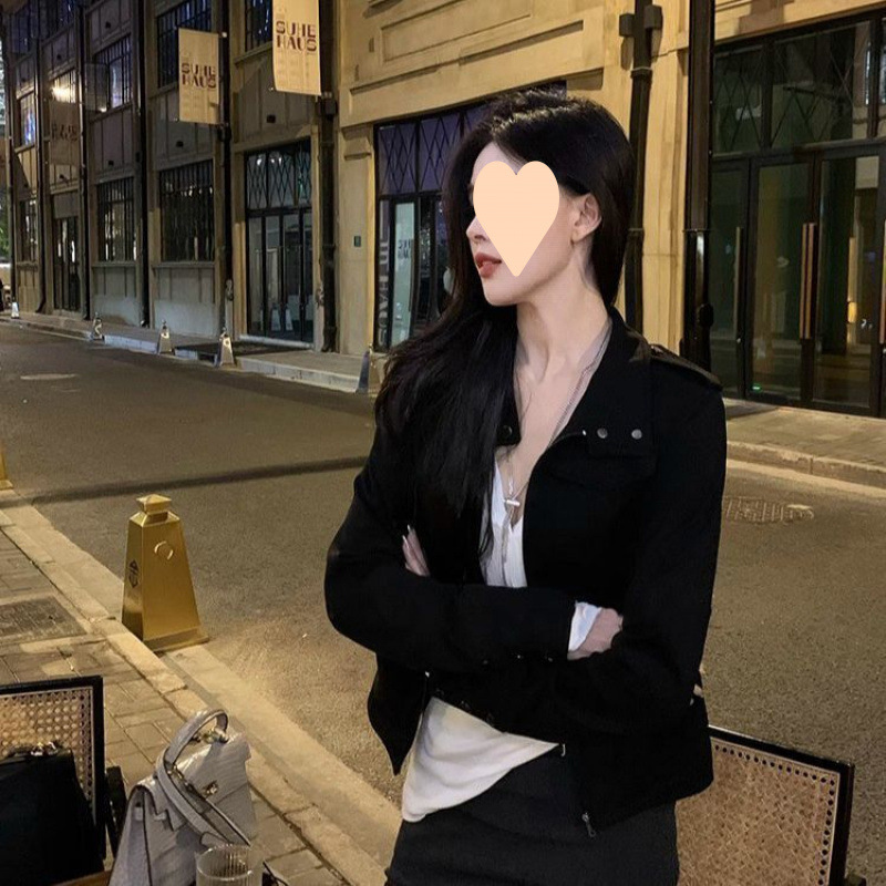 港风复古短外套女春秋季美式小个子显瘦夹克新款百搭高级感上衣潮|undefined