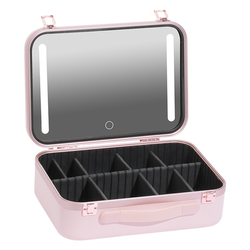 Estuche de maquillaje con luz con espejo luz LED profesional portátil de viaje de gran capacidad caja de almacenamiento de cosméticos artista de maquillaje