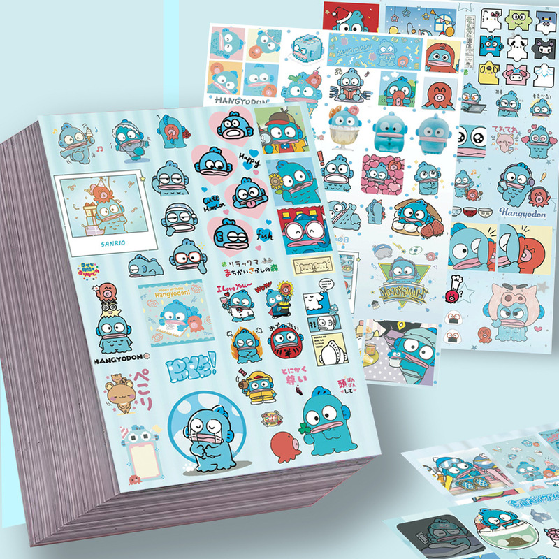 8 Sheets of Ugly Fish Cut Film Stickers, High-Value Popular Cartoon Animation Ins-Style Decorative Planner Material Waterproof Stickers