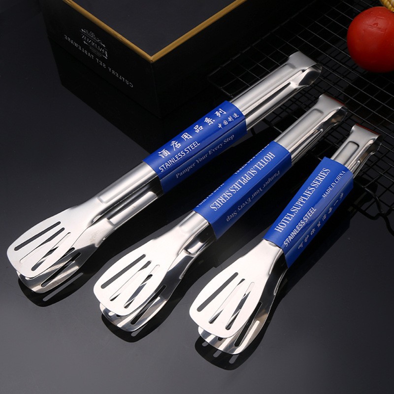 Stainless steel three-line food clip thickened anti-scalding food clip home barbecue steak clip buffet barbecue clip