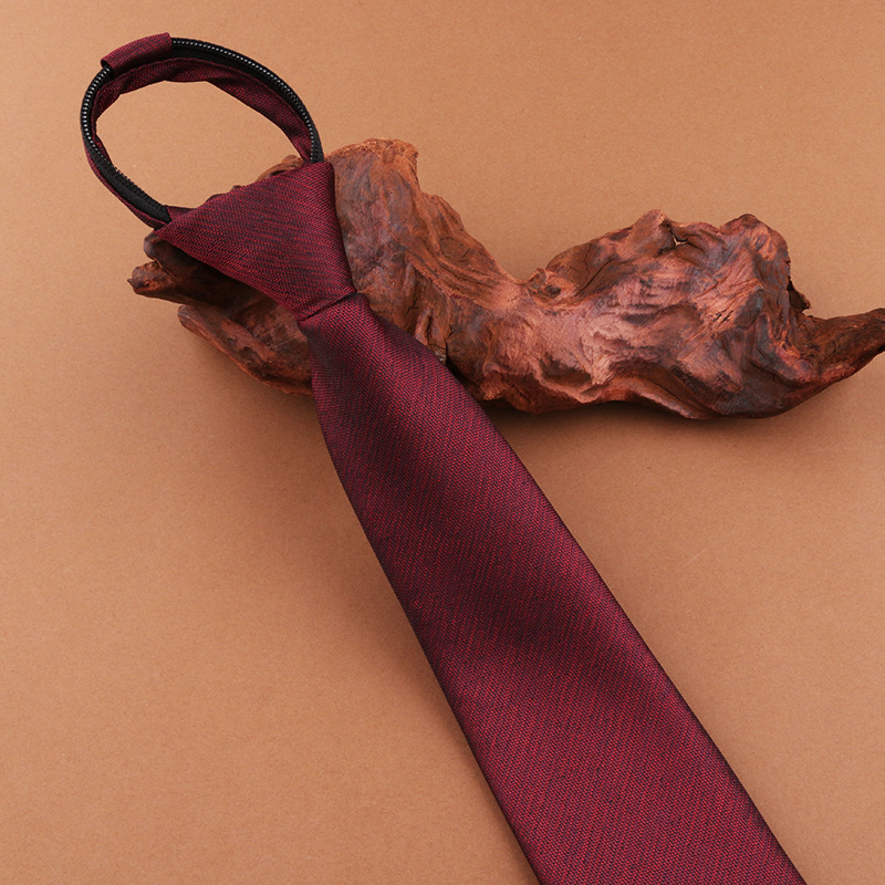 酒红微纹领带 (2)