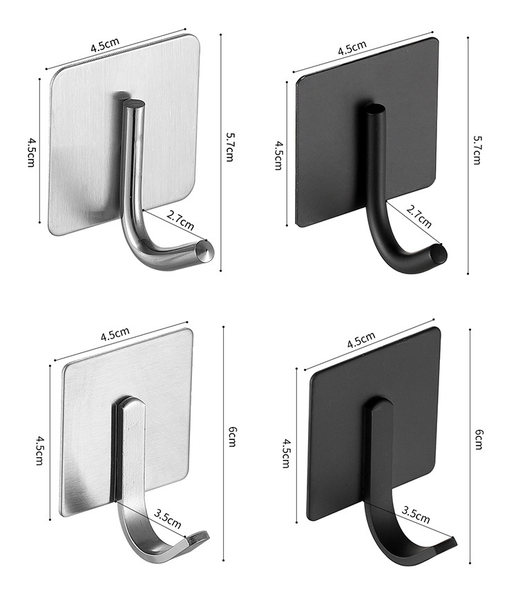 挂钩304不锈钢挂勾免打孔金属挂钩强力无痕门后挂衣钩子自粘粘钩详情5