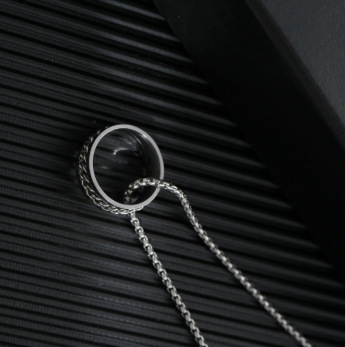 Xl1810-91 chain ring silver necklace 60cm