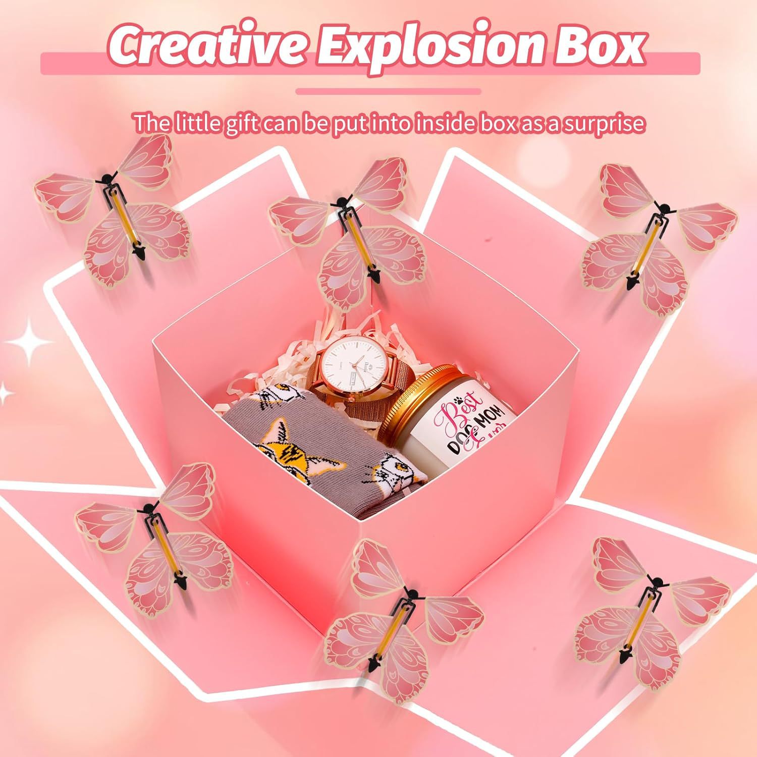 (Cross-border trading), gift box with butterfly, postcard, travel version, Birthday gift 2