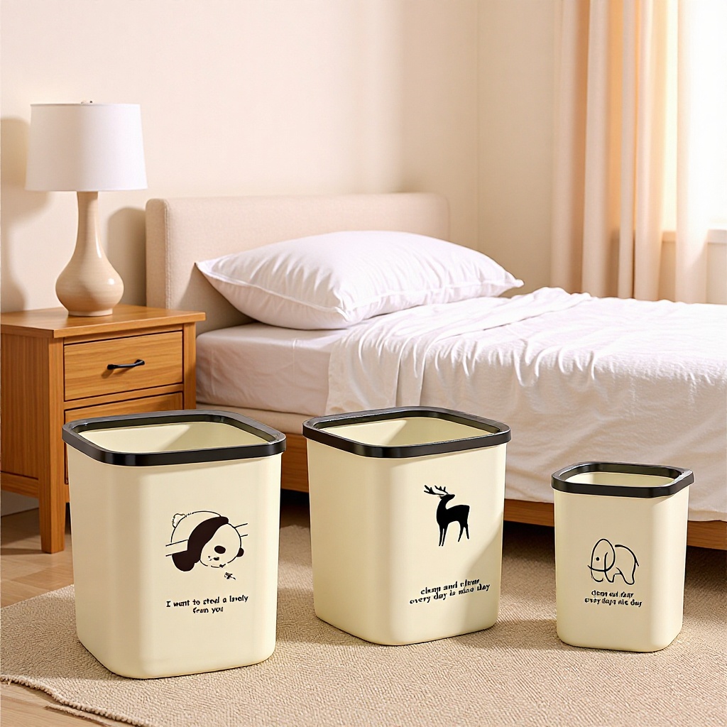 High-End Trash Can for Home Use, Large Capacity Kitchen Trash Bin Without Lid, Trash Can with Pressure Ring for Living Room, Bedroom, and Bathroom