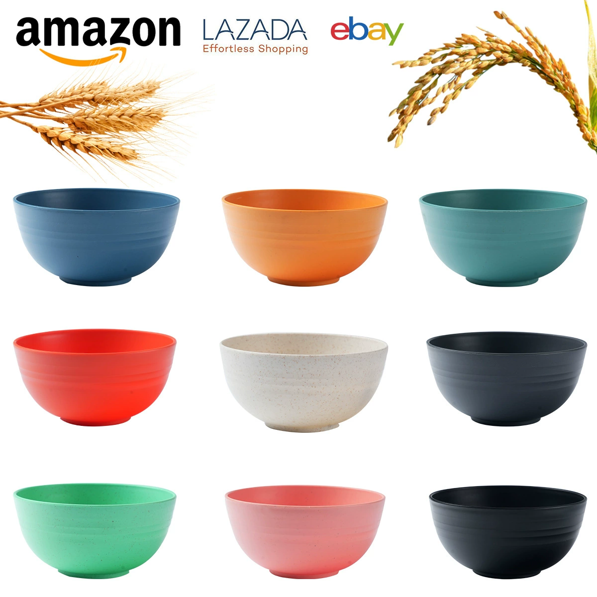 Пшеничная пластиковая чаша 15 чаш Amazon Домашняя студенческая рисовая чаша салатница простая стойкая к падению круглая миска для еды