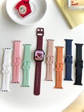 适用于iwatch8代76543通用苹果手表se运动可爱反扣硅胶糖果系表带