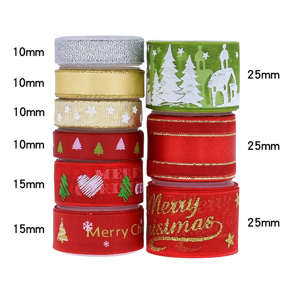 Hot sale Amazon Navidad cinta set polvo estampado Inglés madre impresión árbol de Navidad cinta de nieve roja