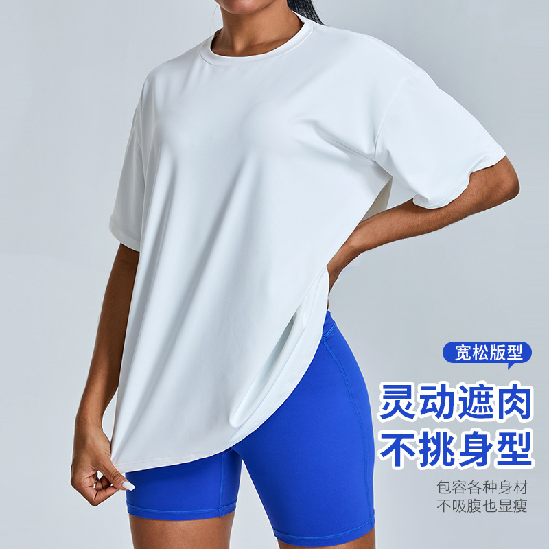 Nueva camiseta deportiva transpirable al aire libre de mangas cortas ropa de yoga mujer universal suelta rápida secado ligero correr ropa de fitness