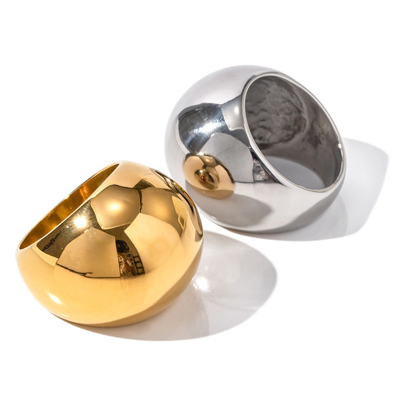 Amazon no desvanecimiento 18K oro Acero inoxidable exagerado anillo esférico 2023 moda personalidad moda joyería al por mayor