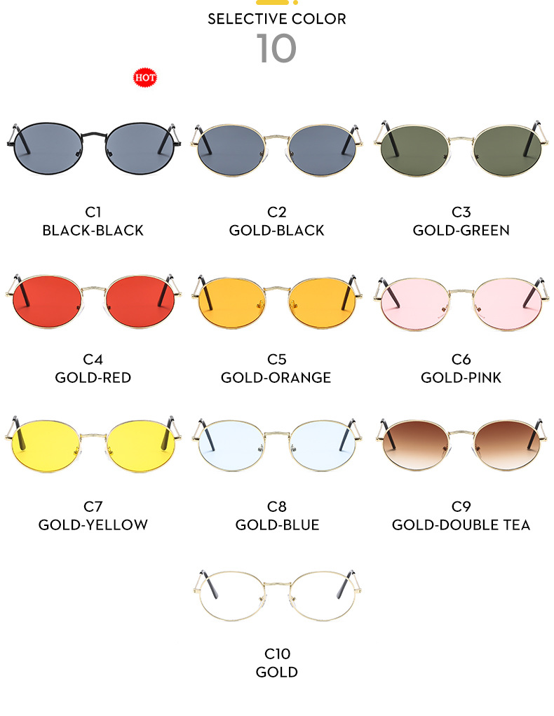 13g Weight Full Frame Glasses Structure Sunglasses Classification PC, UV400 Protection Lens Material Oval Frame Glasses Style Outdoor, Travel Occasion Solid Color Pattern Unisex Gender Streetwear Style Streetwear Solid Color PC UV400 Protection Oval Frame Full Frame Men's Sunglasses 10