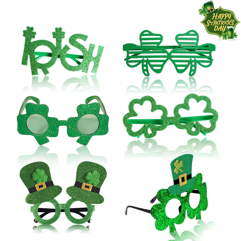 St. Patrick Shamrock Plastic Party Costume Props Glasses 1 Set display picture 5