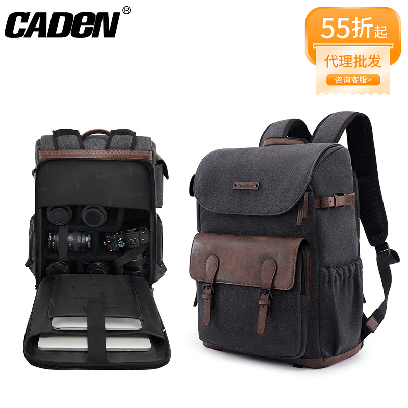 CADeN Carden Vintage SL-REF Bag Water-repellent Canvas Camera Bag Casual Photography Side-opening Quick-access Backpack