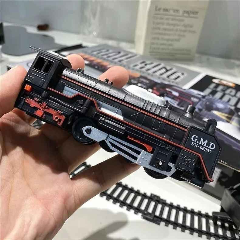 Electric Track Train Children's Educational Assembled Lighting Simulation Retro Train Boy's Adventure Toy