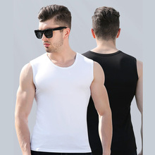 夏季莱卡纯棉无袖宽肩背心男士内穿打底运动健身跨栏背心坎肩男款