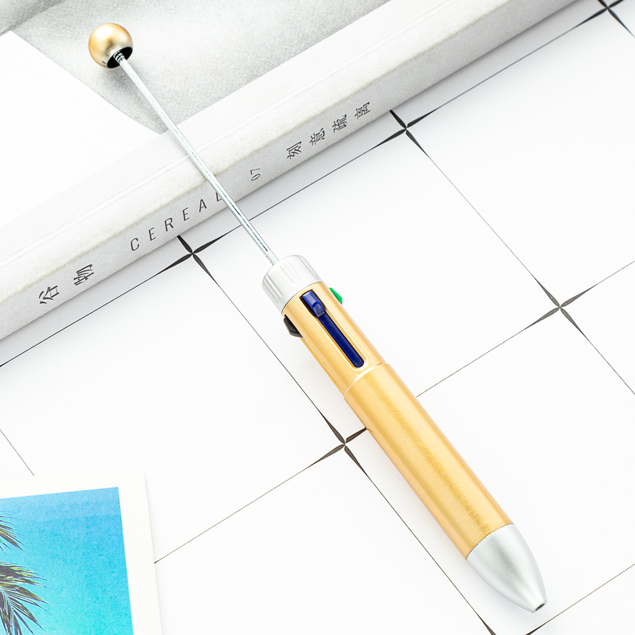 DIY cuatro colores bolígrafo de bola bolígrafo estudiantes papelería multicolor bolígrafo de bolígrafo de marca de línea clave pulsar bolígrafo plástico
