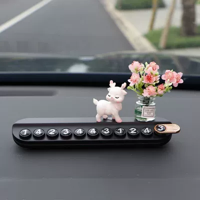 Nömrəli dayanma kartı: car digital phone moving car - foot-lifting-deer-pink-peach-blossom-bottle-black-aromatherapy-license-plate