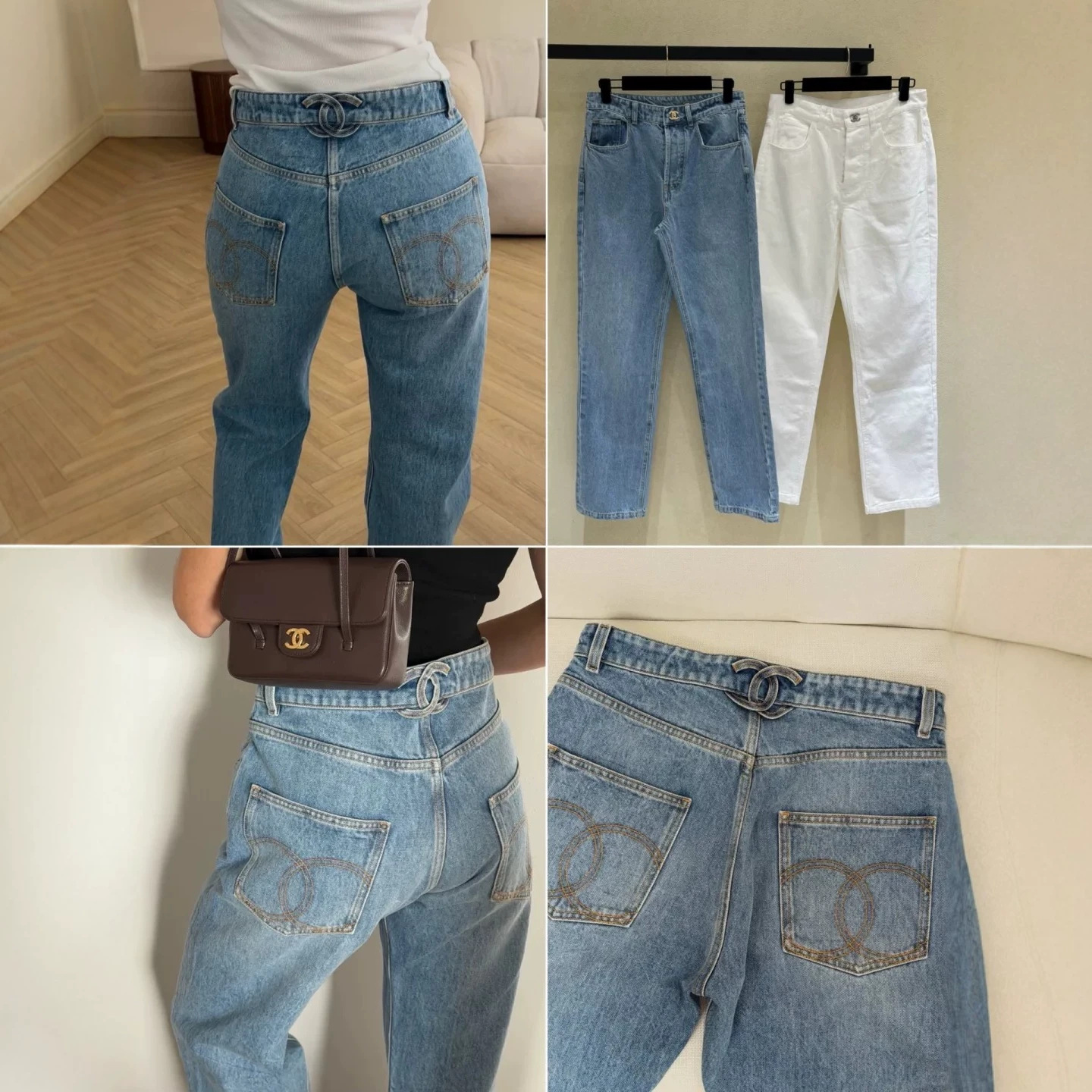 Shenzhen Nanyou high-quality jeans for autumn and winter, loose straight-leg, high-waisted, slimming, versatile long pants for women, similar to the Chanel style