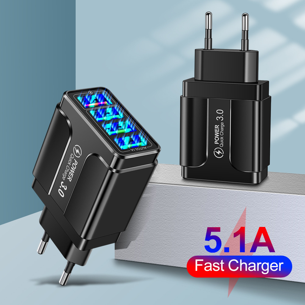 5.1A 4 USB Charger Quick Charge 3.0 fast...