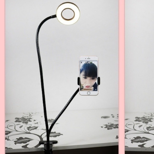 Luz de Relleno con Clip Dos en Uno Transfronteriza, Anillo de Luz Tres en Uno para Transmisión en Vivo para Clases en Línea, Luz LED de Escritorio con Brillo Ajustable