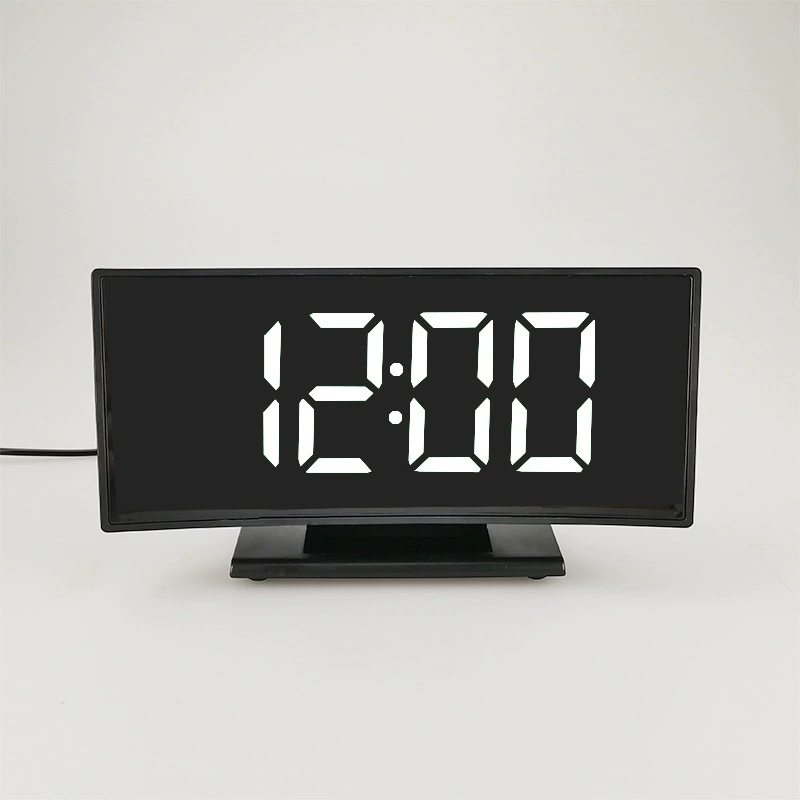 Производители в наличии большой экран светодиодный цифровой будильник дисплей электронные часы Мода изогнутый будильник
