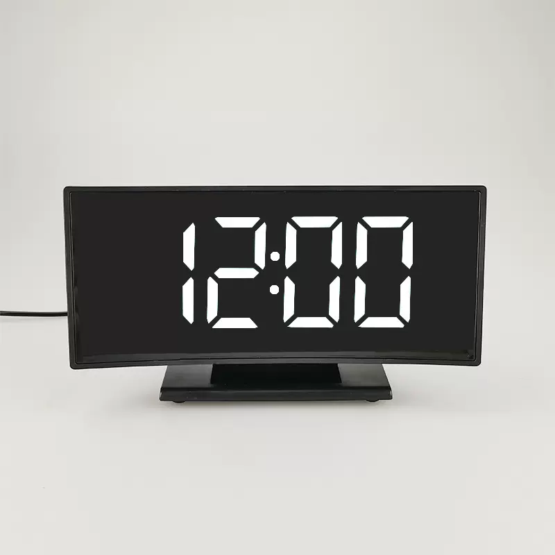 厂家现货 大屏幕LED数字闹钟显示电子钟时尚曲面闹钟