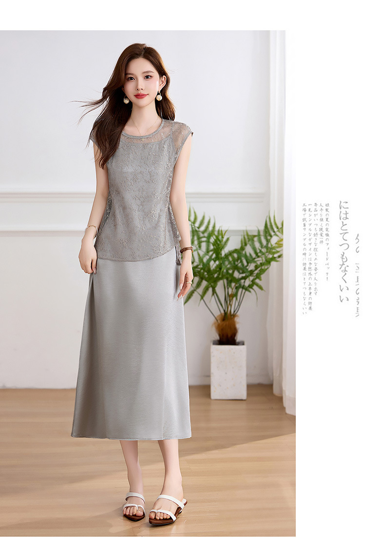 Đầm maxi nữ hai dây thắt eo thanh lịch mùa hè JX2619 — màu xám, màu mơ chi tiết 17