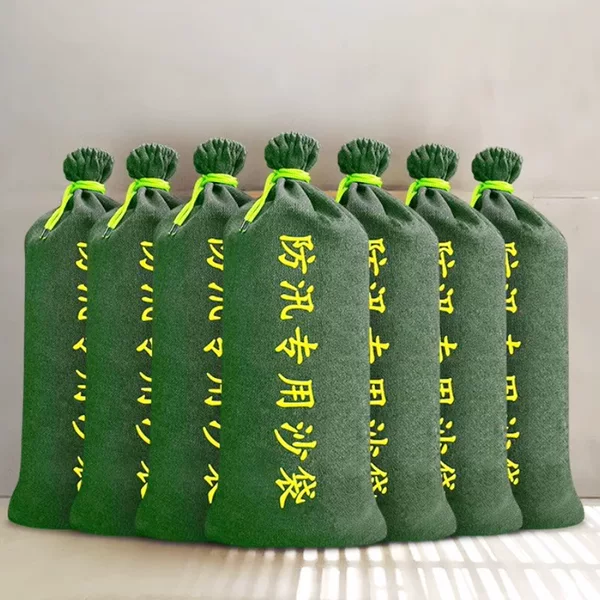 Special anti-flood sandbags made of thickened and reinforced canvas are used in residential areas to block water, prevent leaks, and protect against floods