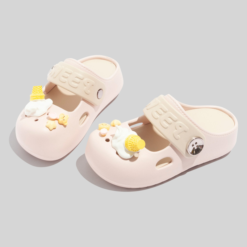 Cute Cream-Colored Perforated Shoes 2026 Summer New Style Bow-Knot Outdoor Fashion Versatile Slip-On Casual Slippers
