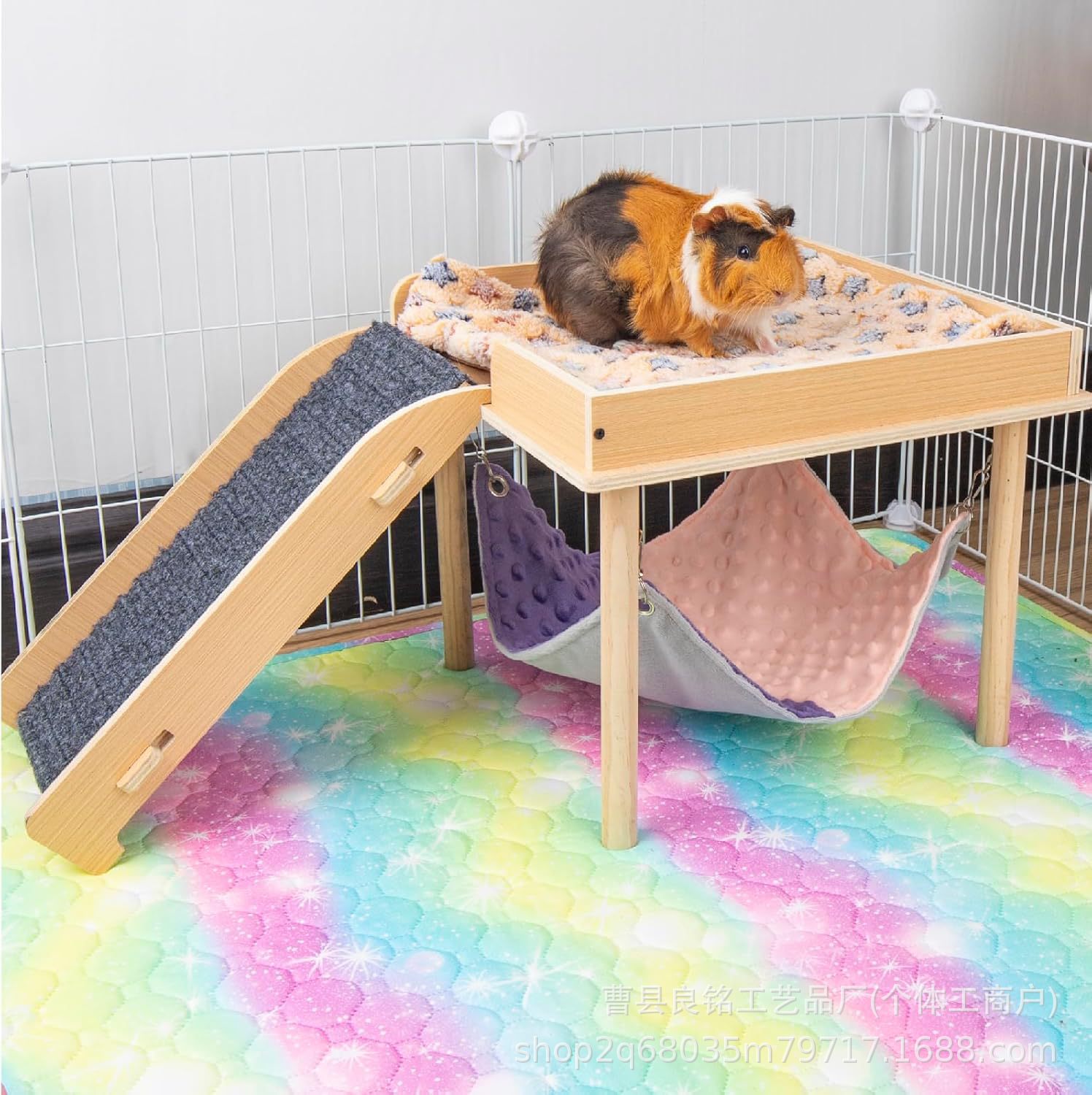 Wooden Pet Toys with Stairs and Hammocks, Small Pet Wooden Houses, Hamster Rabbit Nests, Creative Small Pet Habitats