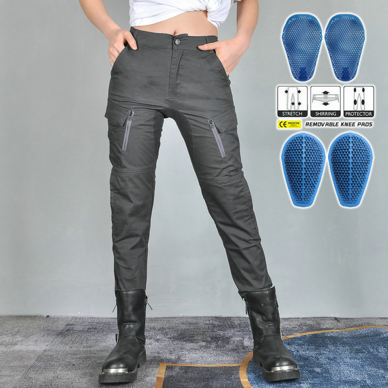 Volero motocicleta cuatro estaciones anti-caída ciclismo pantalones transpirable de cintura alta Mujer Caballero motocicleta anti-caída pantalones de silicona equipo de protección