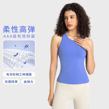 新款高弹工字美背女高领防走光修身显瘦瑜伽服健身运动背心DT343