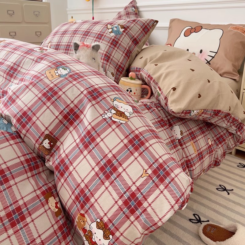 2025 nuevo traje de cuatro piezas de cama de algodón pequeño y fresco algodón de invierno funda de edredón sábana sábana ropa de cama de dormitorio juego de cama