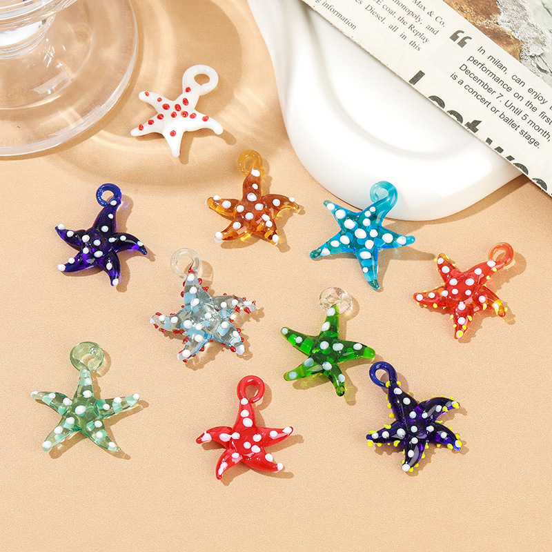 All Seasons Season 1 Piece Glass Starfish DIY Jewelry Accessories Pendant