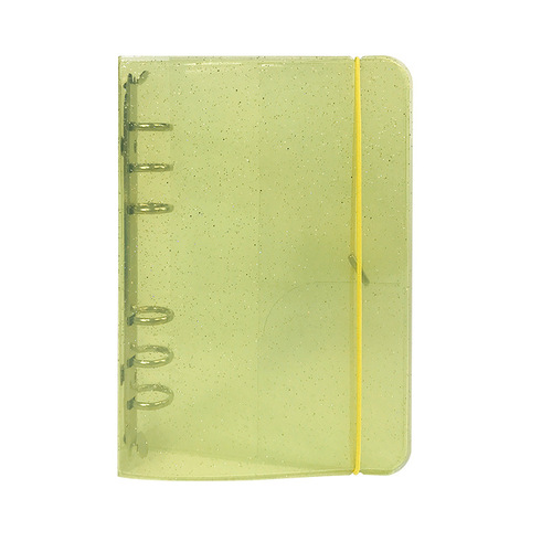 Cross-border exclusive ins style PP transparent shell + pvc color glitter cover a5a6 strap 6-hole loose-leaf ledger