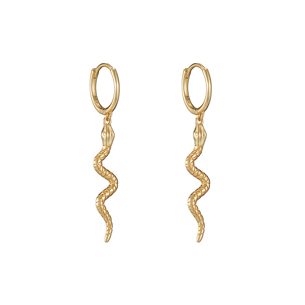 Simple Metal Copper Small Snake Earrings display picture 2