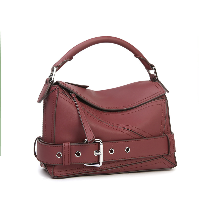 2026 New Top Grain Cowhide Puzzle Geometric Motorcycle Bag Genuine Leather Large Capacity Crossbody Handbag For Women - Thumbnail 8