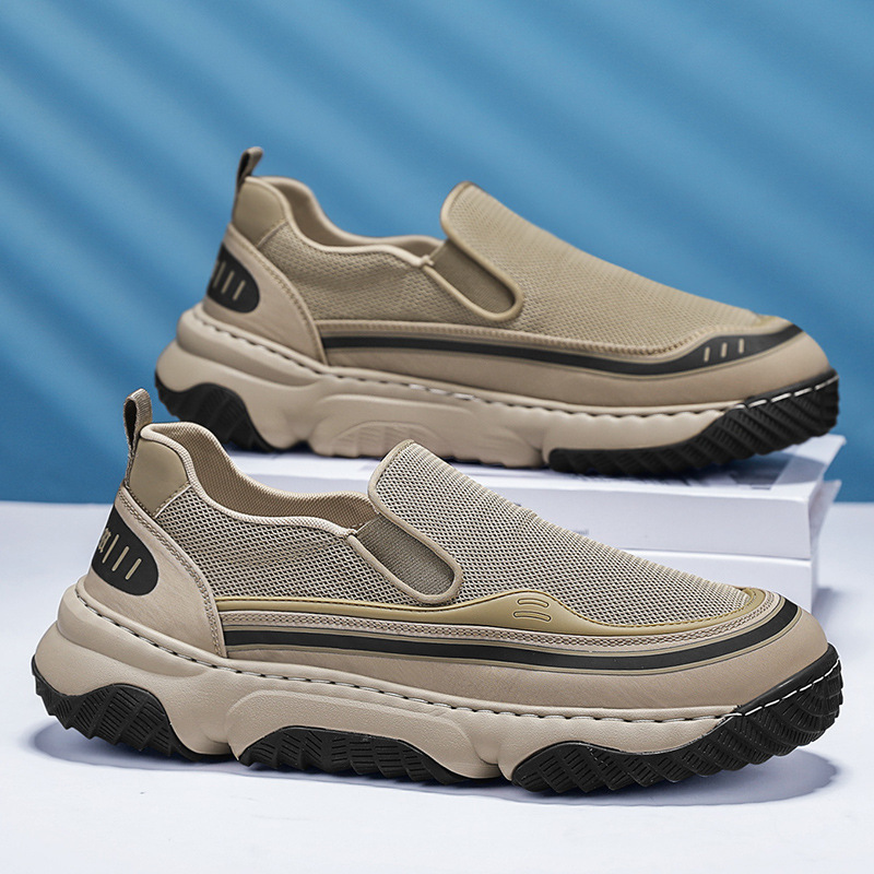 Wide Shoes Men's Shoes 2025 Summer New Fashion Trend Thick Sole Breathable Non-Slip Mesh Sports and Leisure Slip-On Shoes for Men