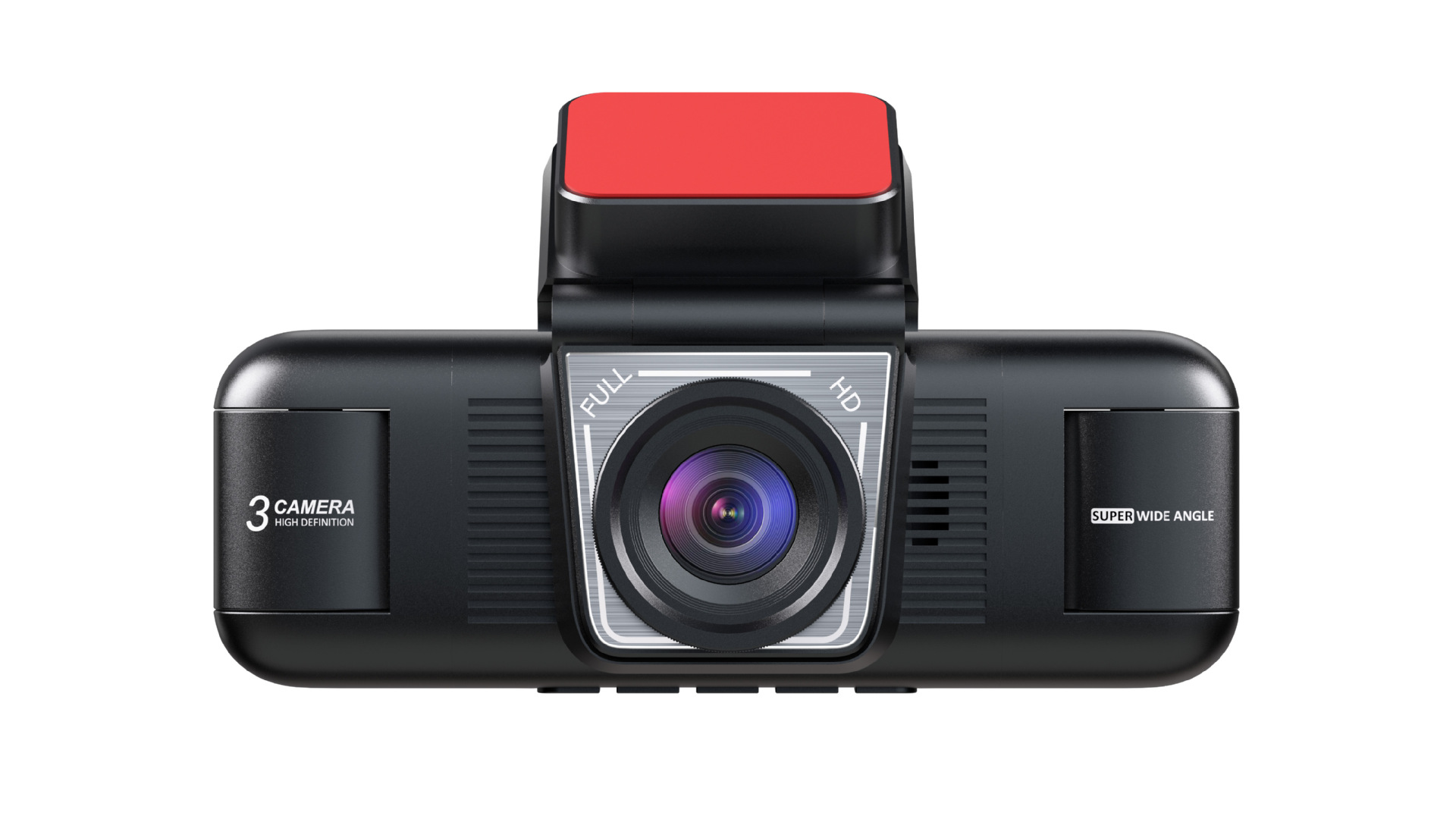 360-degree panoramic dashcam with four lenses, high-definition night vision, 1080P parking monitoring, and mobile phone connectivity
