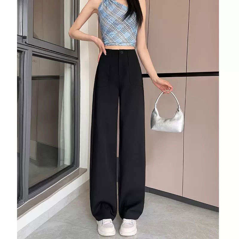 細身のスーツパンツ レディース 秋 2025 新作 カジュアル ゆったり ストレート ハイウエスト 着痩せ ドレープ感 万能 ロングパンツ