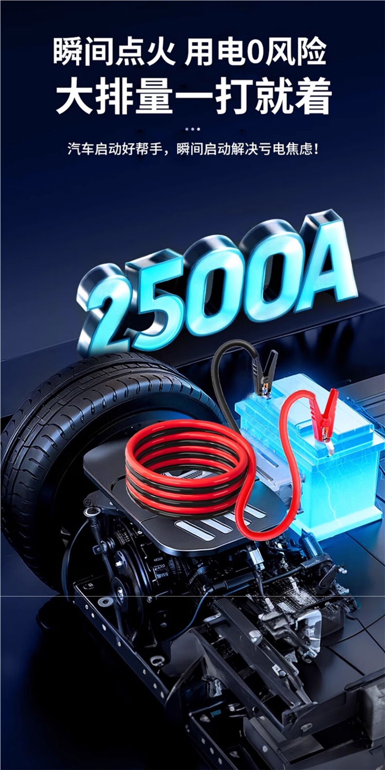 Car Battery Jumper Cables Pure Copper Jump Wires for Starting Engines