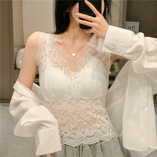French Sweet Spice Girl Sexy Lace Small Camisole Women's Suit Sleeveless Top for Summer Outer Wear Beautiful Back