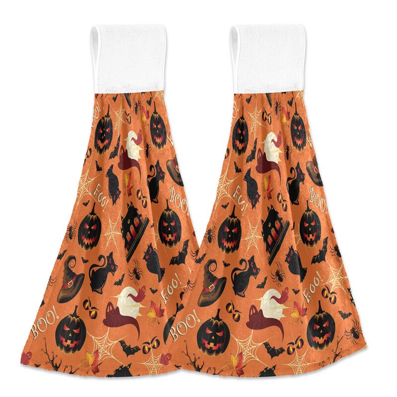 Halloween Pumpkin Flower Bird Kitchen Bathroom Toilet Water Absorbent Hand Towel Bath Towel Dish Cloth Hanging Decoration