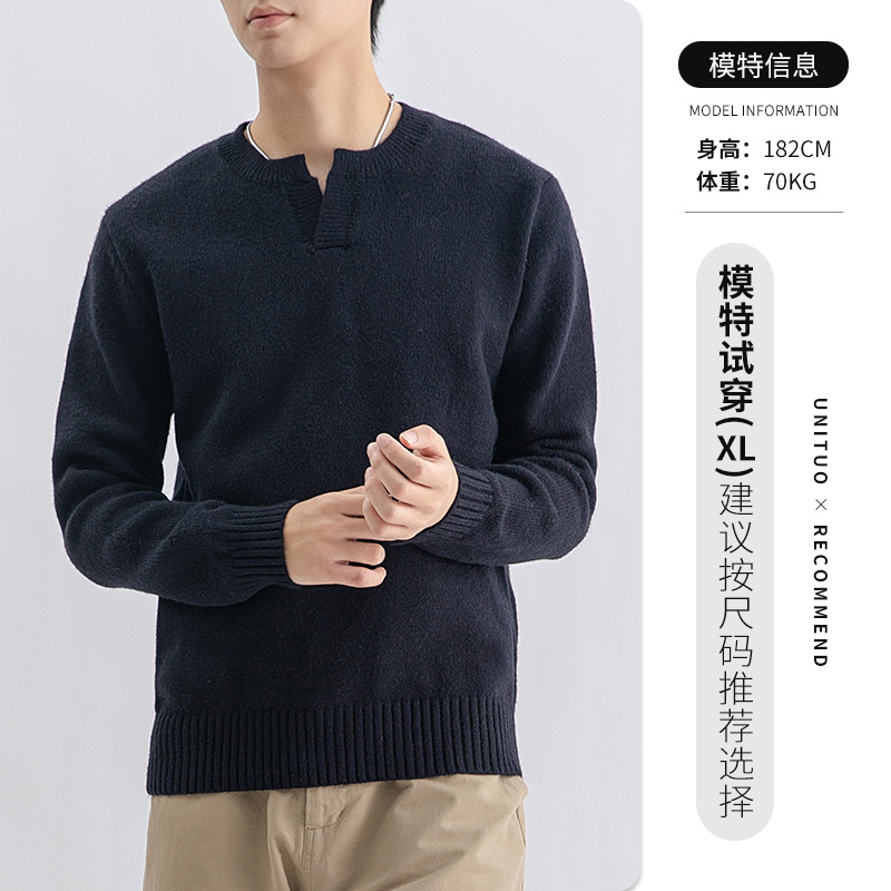 Suéter de cuello Henry de punto de manga larga de moda de hombre camiseta de alto nivel camiseta de base de lujo ligera ropa de hombre camiseta de hombre