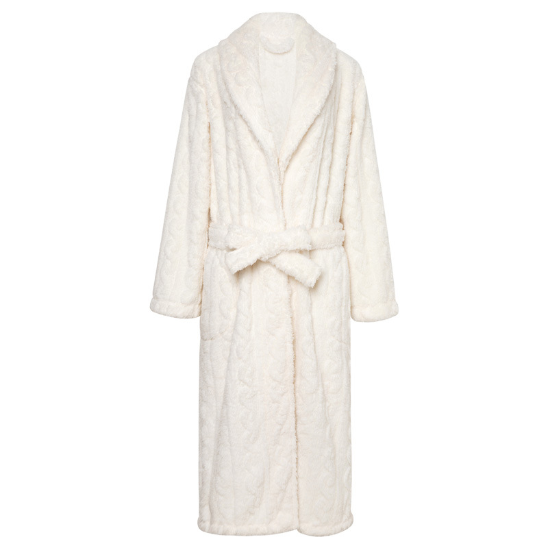 En stock Otoño e Invierno jacquard coral vellón espesado polar caliente de los hombres y las mujeres camisón espesado Albornoz pareja Pijamas