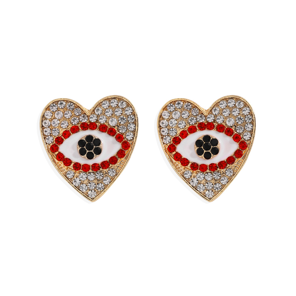 Pendientes En Forma De Corazón De Aleación De Diamantes De Ojo De Diablo display picture 4