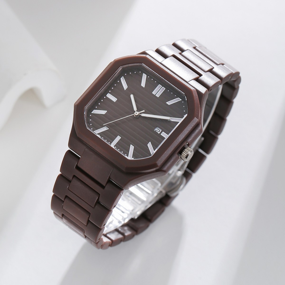 Foreign Trade High-End Men's Versatile Stainless Steel Square Mirror High-Value Fully Automatic Business Trendy Quartz Watch